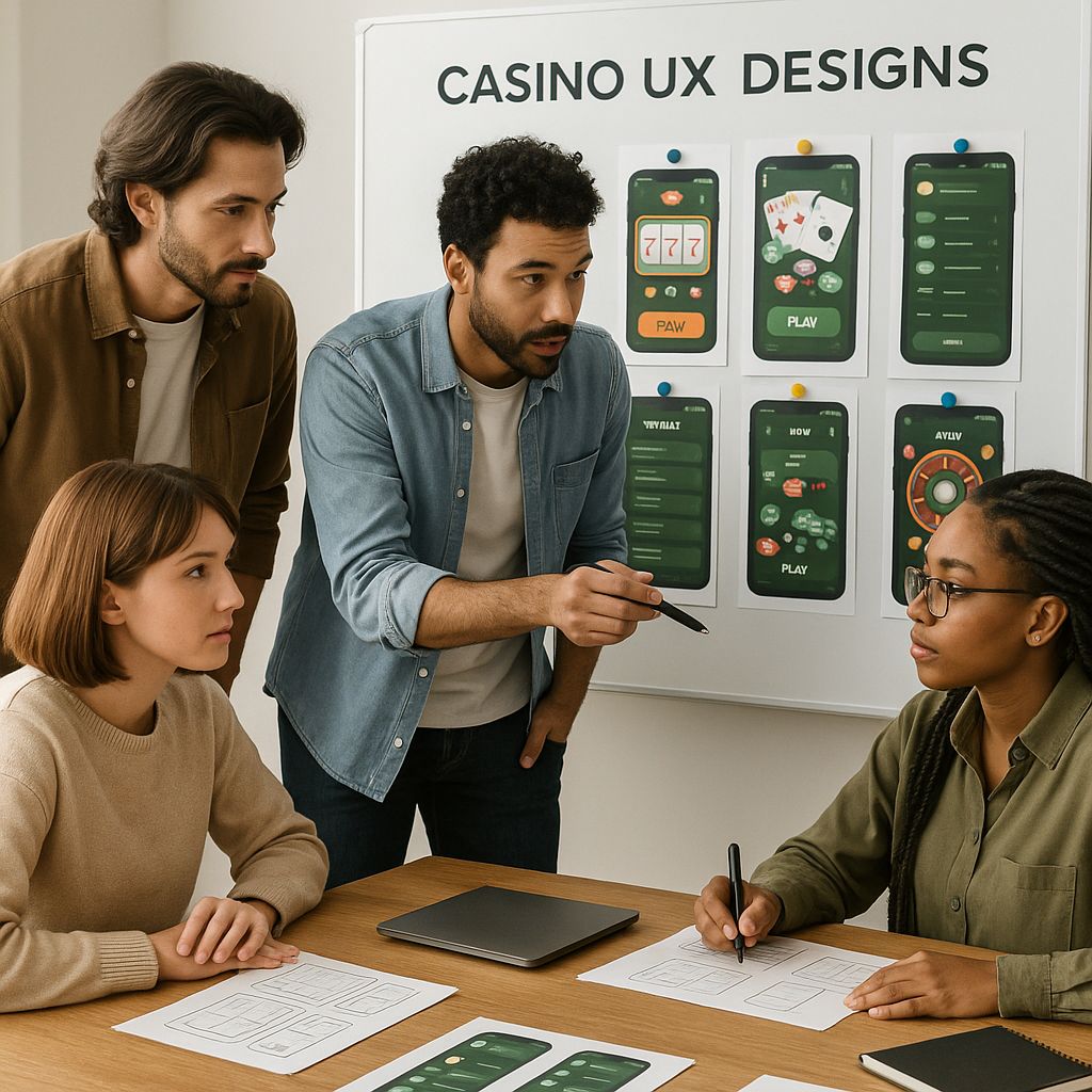 Team analyzing casino UX designs